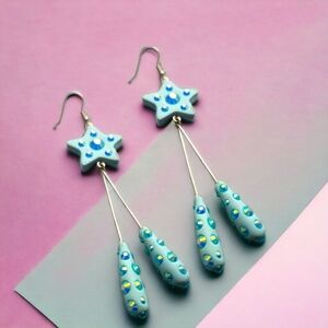 Long Star Earrings